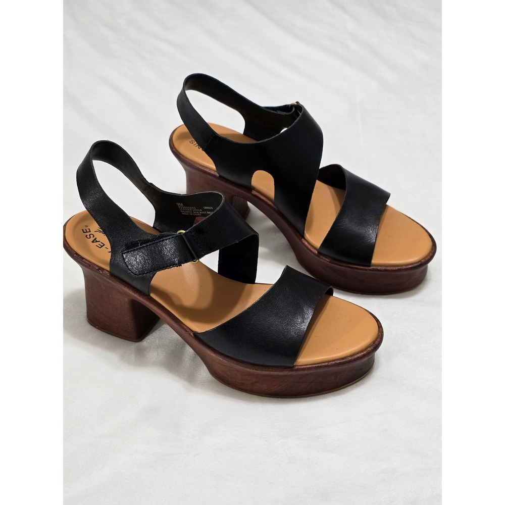 Kork-Ease Women Black Leather Platform Block Heel Sandals KE0020903 Size 9M